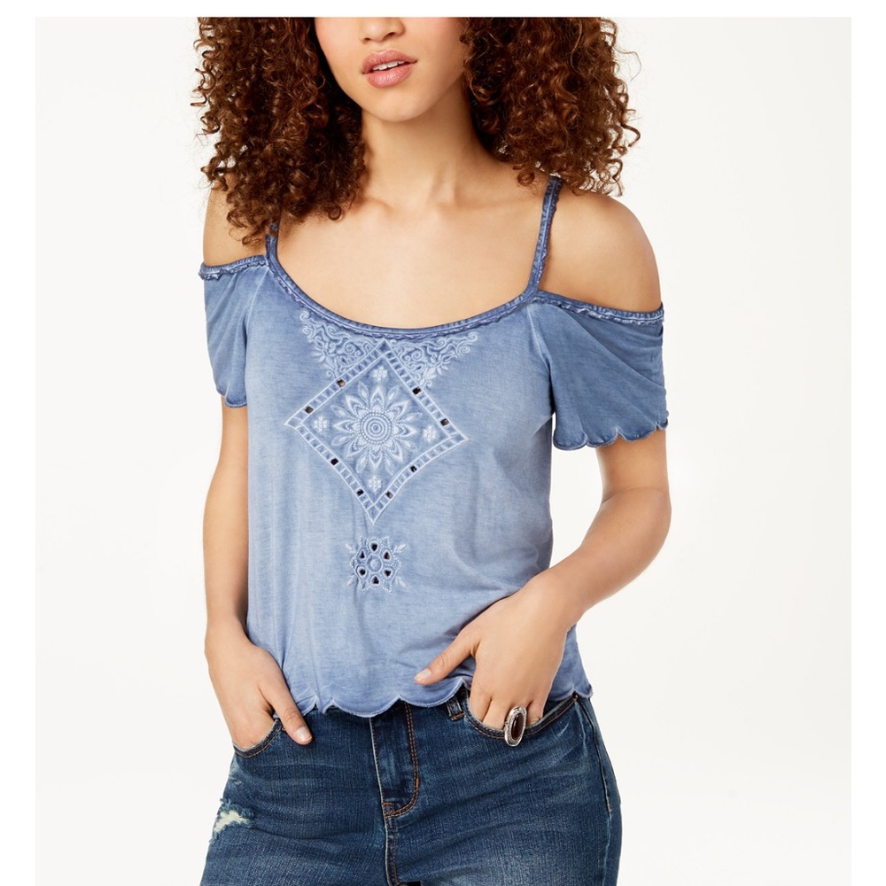 Blue Embroidered Women's Top
